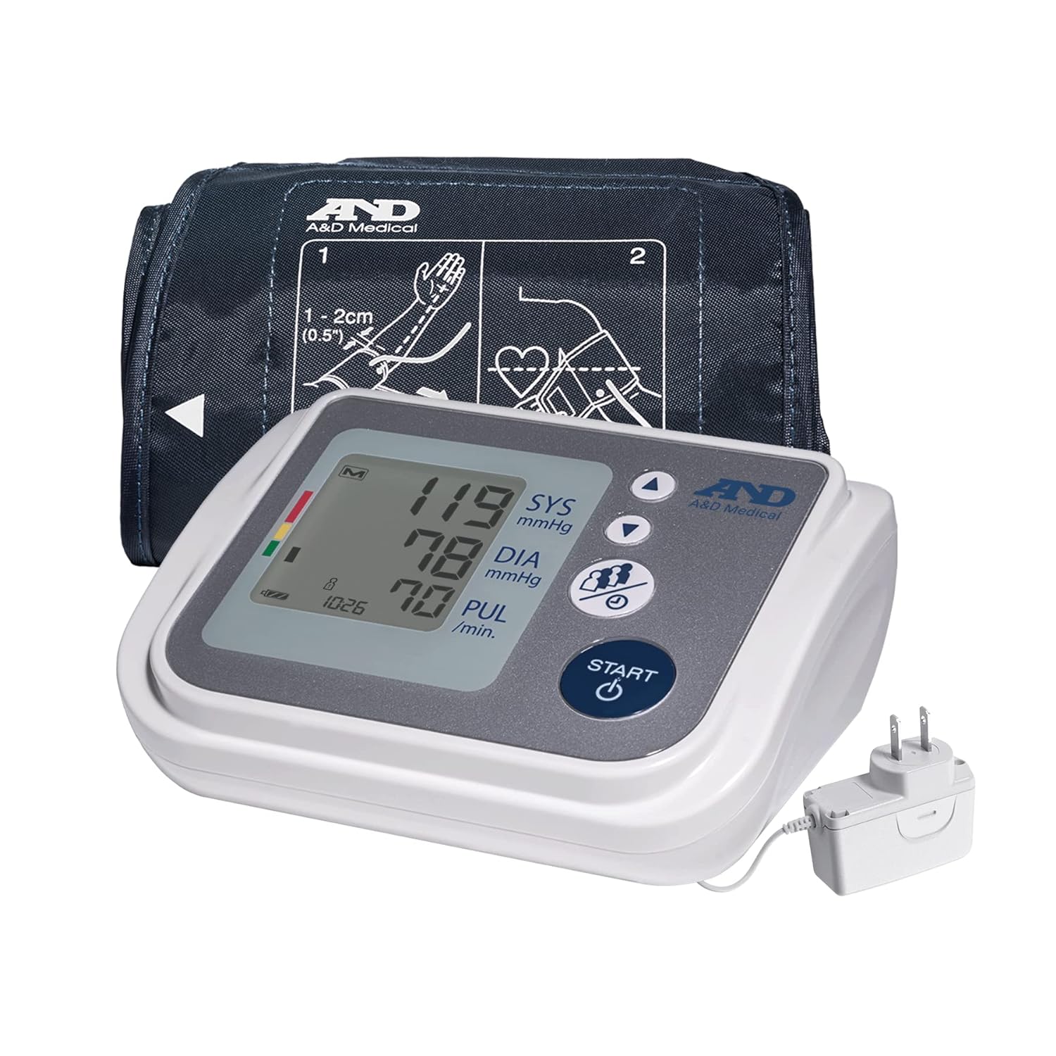 A&D Medical Premium Multi-User Blood Pressure Monitor, Wide Range Blood Pressure Cuff (22 - 42 cm / 8.6 - 16.5”) Home BP Monitor with AC Adapter - Image 5