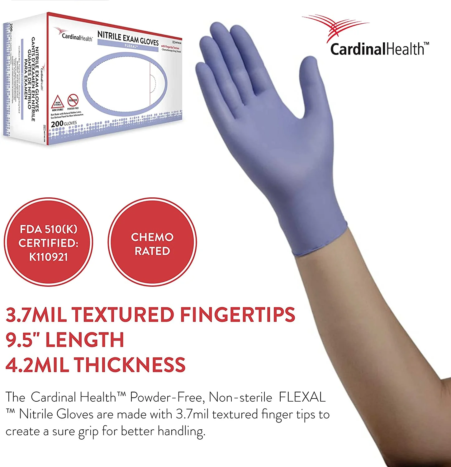 Cardinal Health Flexal Nitrile Exam Gloves - Image 3