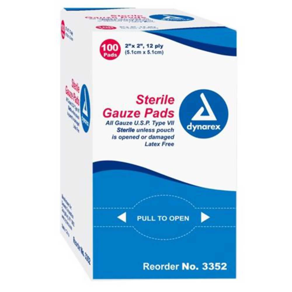 Dynarex Gauze Pad - 2" x 2", Box of 100, 12-Ply - Image 2