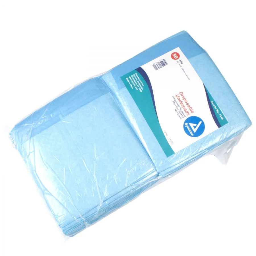 Dynarex Underpad 23 x 36 Inch Disposable Fluff Heavy Absorbency Bag of 50