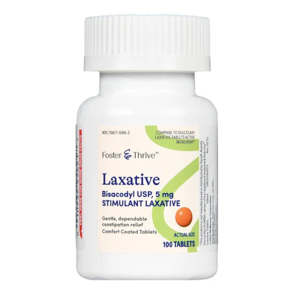 Foster & Thrive Laxative Tablets, 5 mg Strength Bisacodyl USP, 100 per Bottle