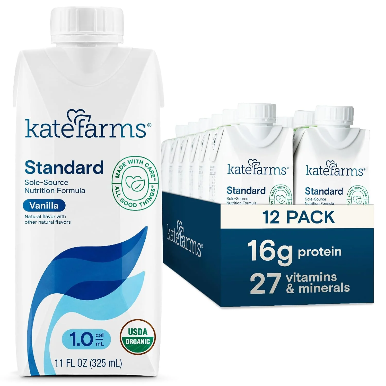 Kate Farms Adult Standard 1.0 Formula, Organic Vegan Plant Based Nutrition Shake, Vanilla, Chocolate, and Plain Flavors, 16G Protein, 28 Vitamins + Minerals, Gluten Free and Non-GMO, 11 FL Oz, Pack of 12 or 1 Each - Image 17