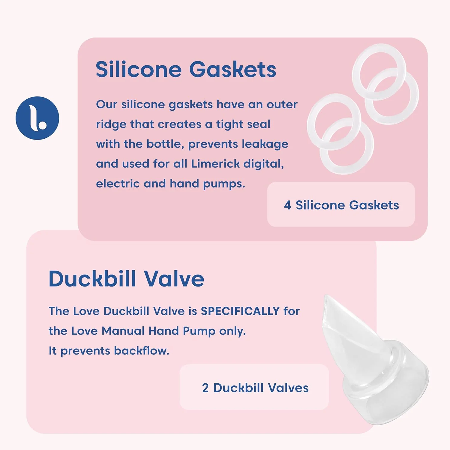 Limerick Silicone Gaskets & Valves Bundle, Silicone Gasket with Outer Ridge for  Tight Seal, Valve Prevents Backflow - Image 2