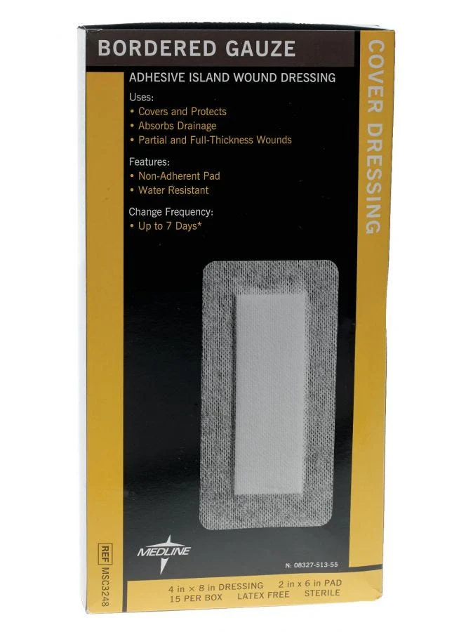 Medline Bordered Gauze Sterile 4 x 8 Inch Box of 15 - Image 2