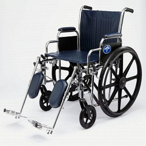 Medline Extra-Wide Wheelchair with Removable Desk Length Arms 500 lb Weight Capacity: Swing Away Leg Rests, 22" Wide Seat Black