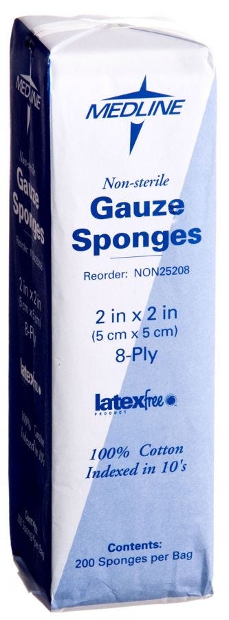 Medline Woven Non-Sterile Gauze Sponges, 2" x 2", 8-Ply, Non-Sterile, Latex-Free, Pack of 200 - Image 2