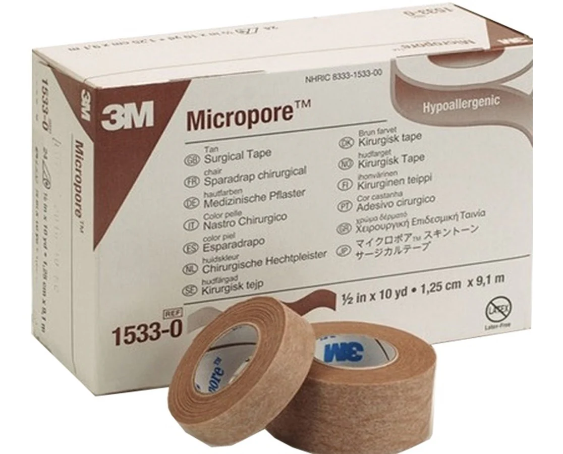 Micropore 1533-0 Medical Tape Skin Friendly Paper 1/2 Inch X 10 Yard Tan NonSterile. Case of 240