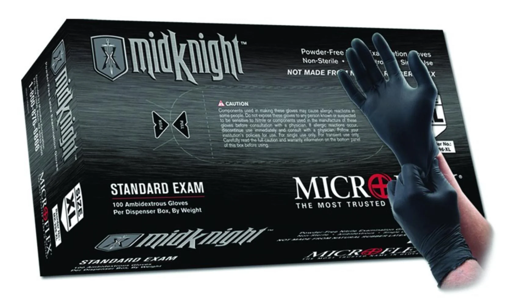 MidKnight NonSterile Nitrile Exam Gloves, Black