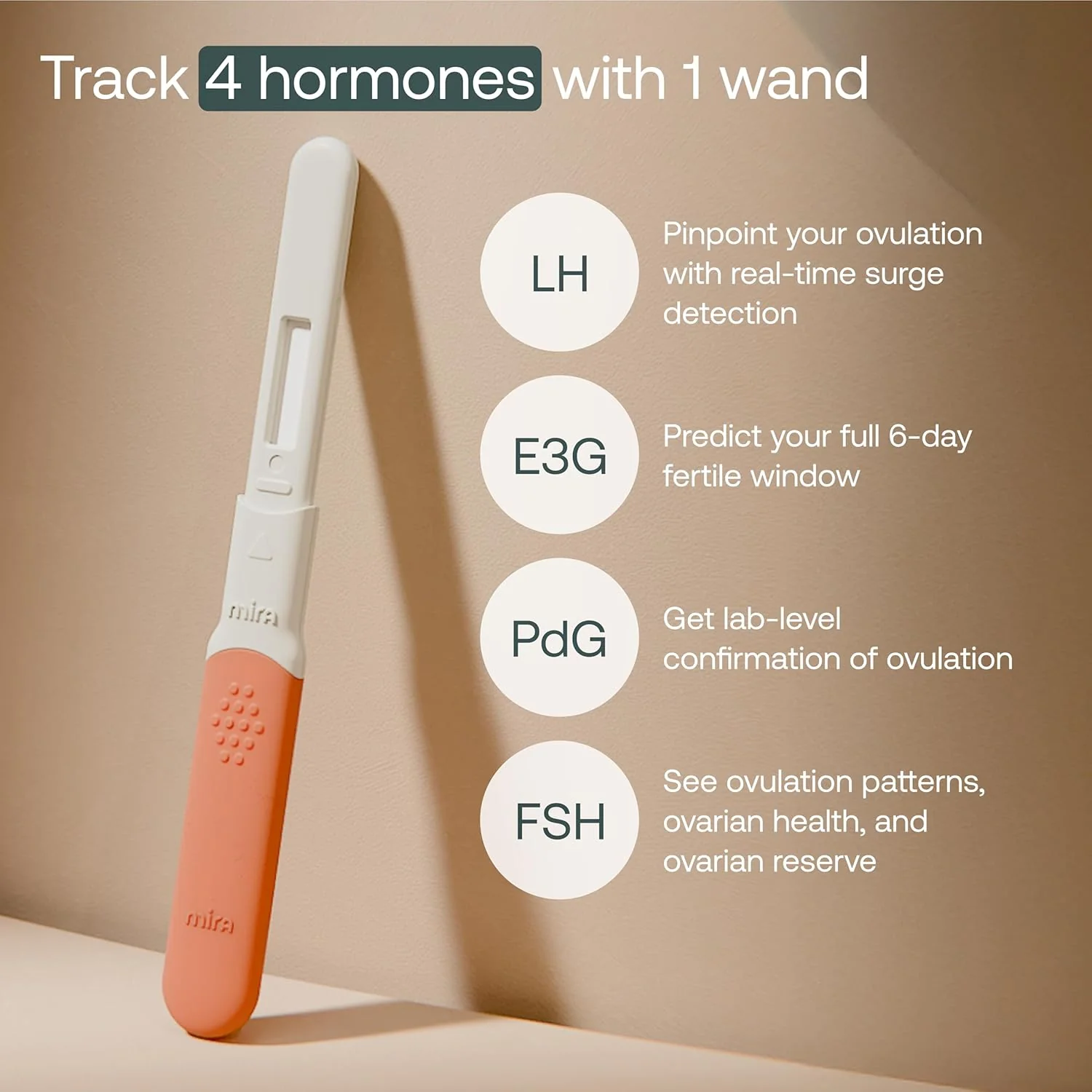 Mira Ultra4 Wands, Track 4 Key Fertility Hormones LH, PdG, E3G, and FSH for Family Planning & Pregnancy, Use at Home with The Mira Fertility Monitor Kit + App, 20 Ovulation Test Strips - Image 2