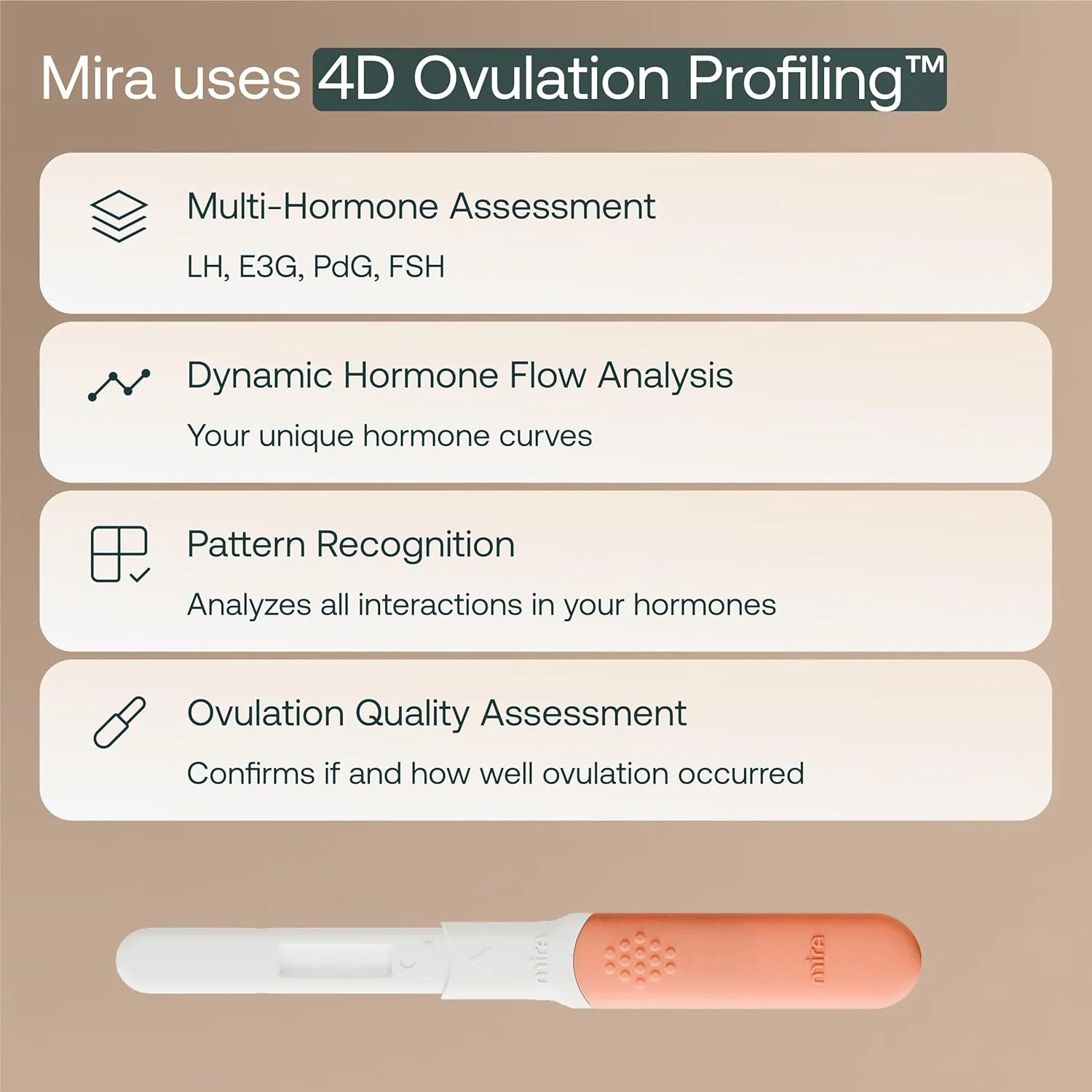 Mira Ultra4 Wands, Track 4 Key Fertility Hormones LH, PdG, E3G, and FSH for Family Planning & Pregnancy, Use at Home with The Mira Fertility Monitor Kit + App, 20 Ovulation Test Strips - Image 4