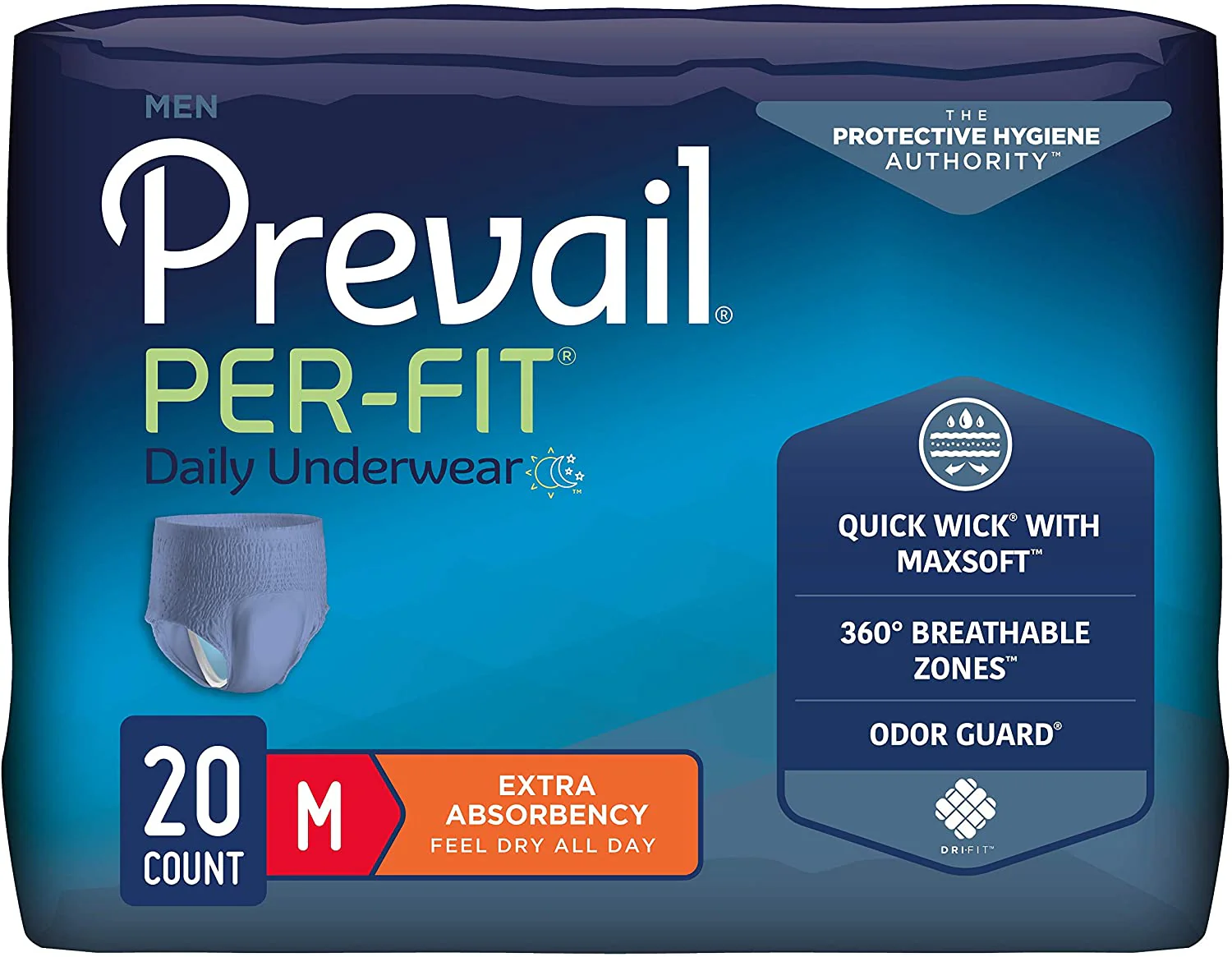 Prevail Per-Fit Incontinence Protective Underwear for Men, Extra Absorbency, Pull On with Tear Away Seams - Image 3