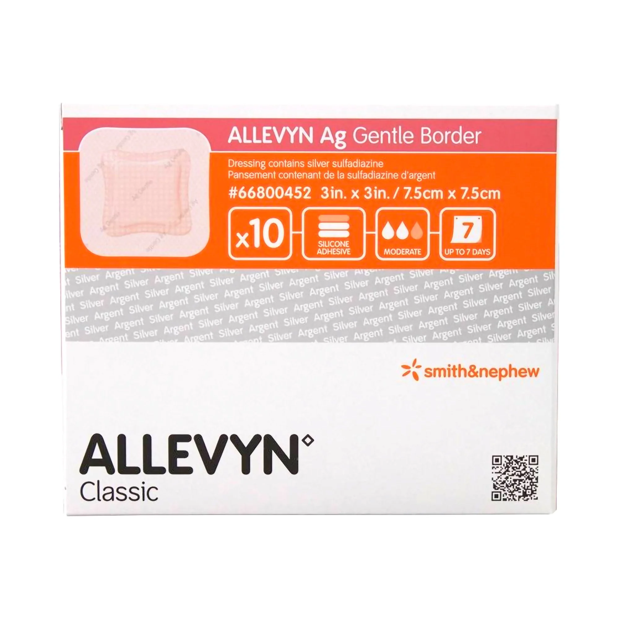 Smith & Nephew 66800452 Foam Dressing with Silver Case of 40