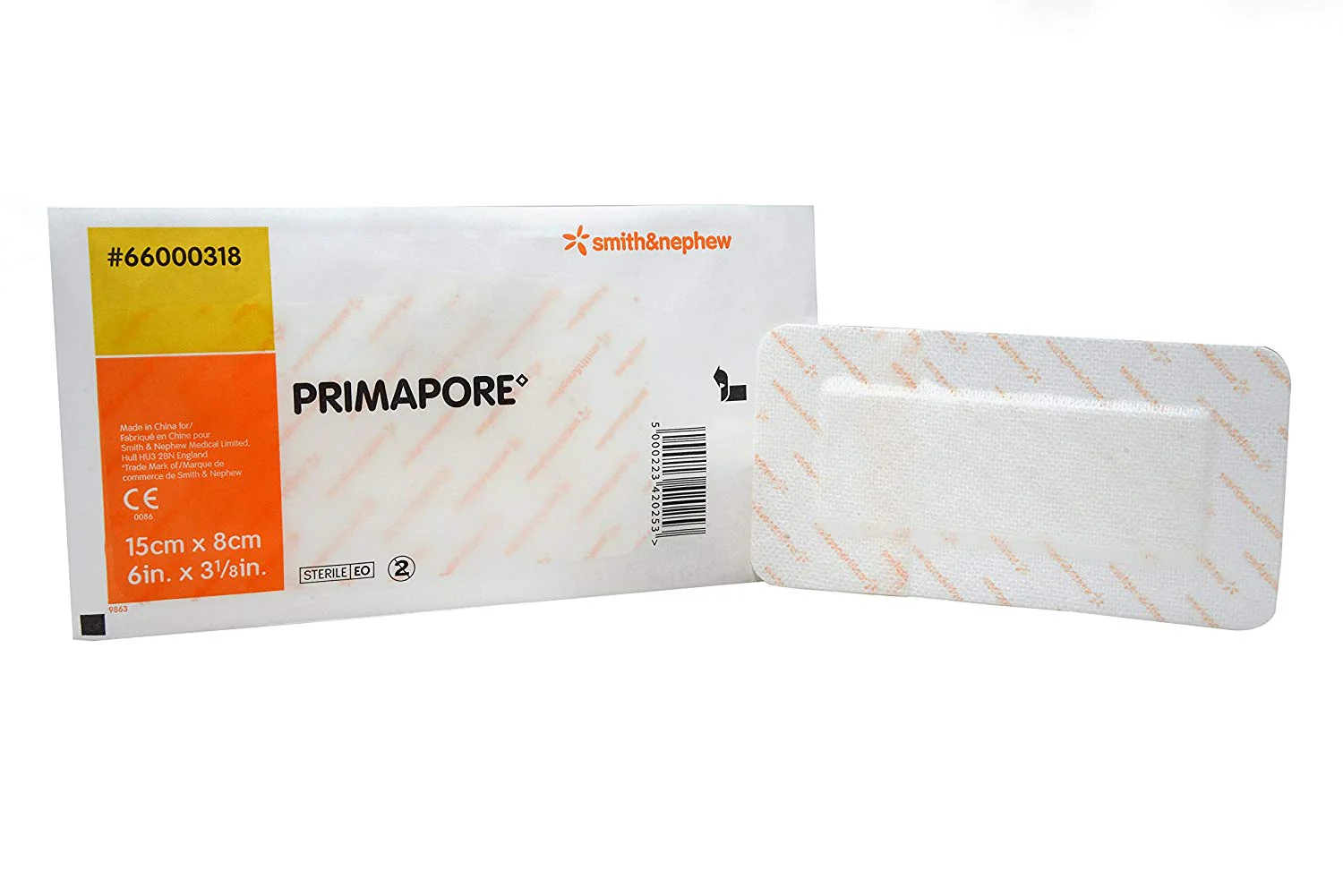 Smith & Nephew Primapore Adhesive Dressing: White, 6" x 3.125", Adhesive, Nonwoven, Latex-Free, Sterile, 20 Count