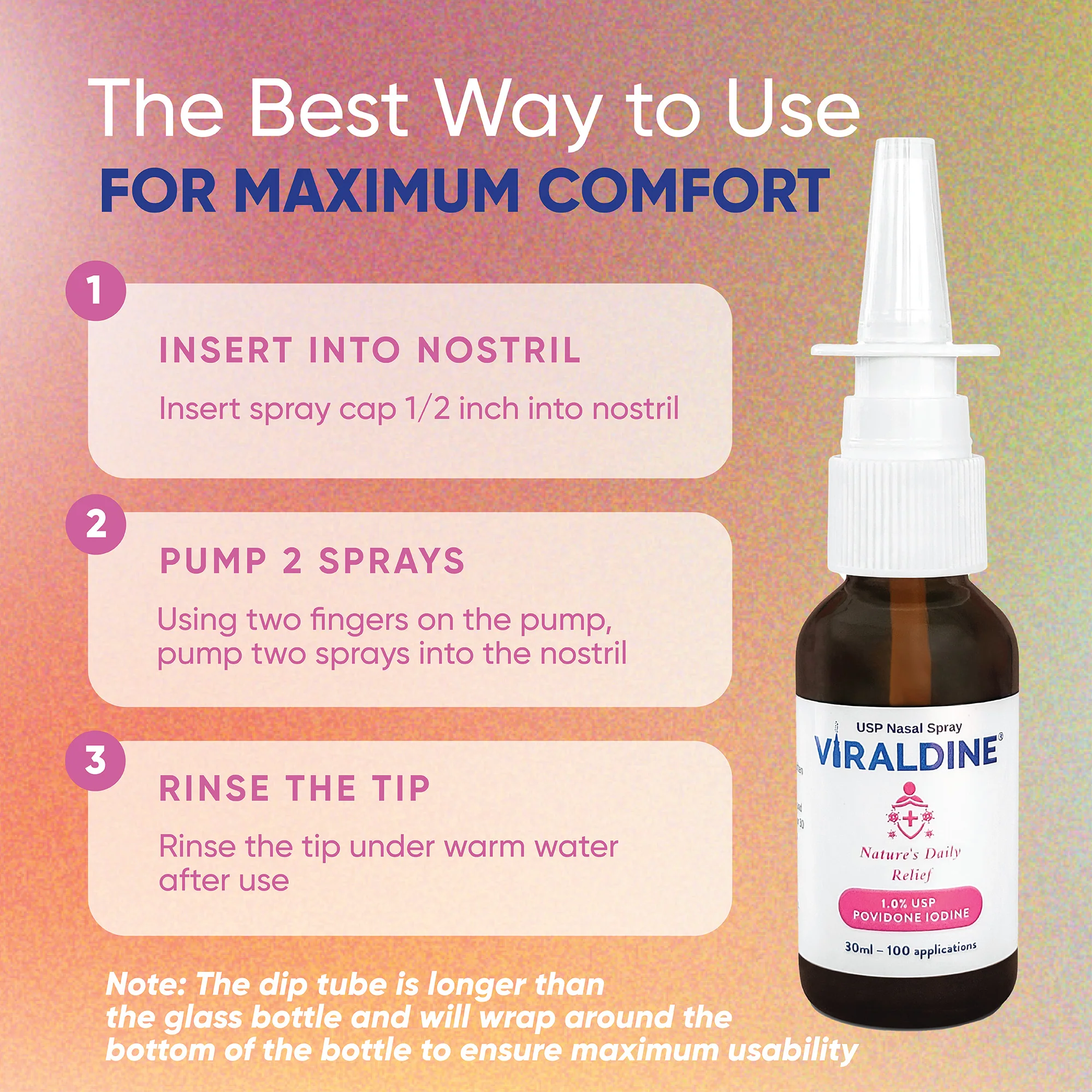 Viraldine 1% Povidone-Iodine Nasal Spray for Daily Congestion Relief, 100 Sprays, 30ml - Image 4